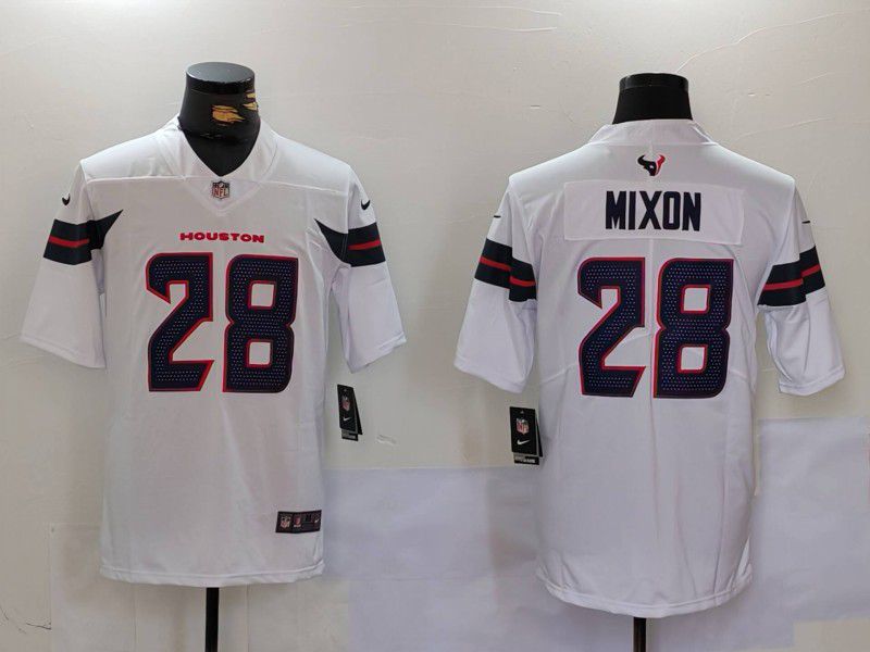 Men Houston Texans #28 Mixon White Second generations 2025 Nike Limited NFL Jersey style 1->houston texans->NFL Jersey